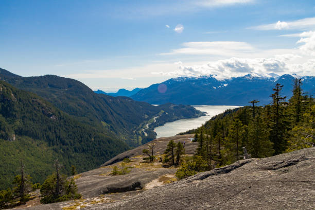 istock View point from cliff above valley with mountains and clouds 830873488