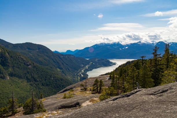 istock View point from cliff above valley with mountains and clouds 830873992