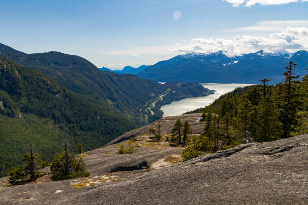 istock View point from cliff above valley with mountains and clouds 830877506
