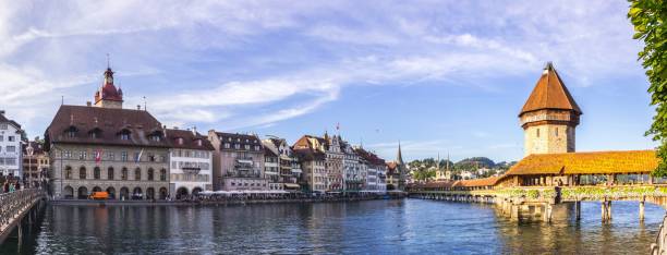 istock Chapel Bridge in Lucerne in Switzerland 830879300