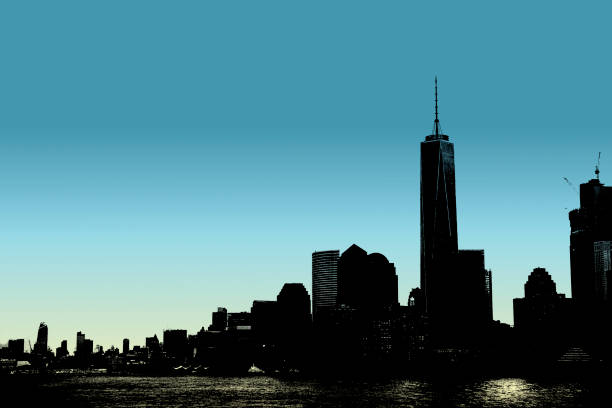 istock Silhouette Of New York City Skyline on a Light Blue Gradient background. 830939836