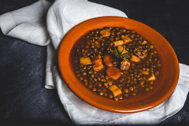 Stew of lentils with chorizo and pork