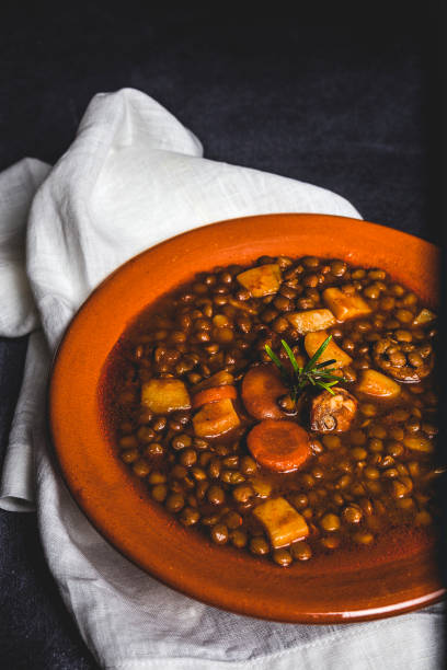 Stew of lentils with chorizo and pork