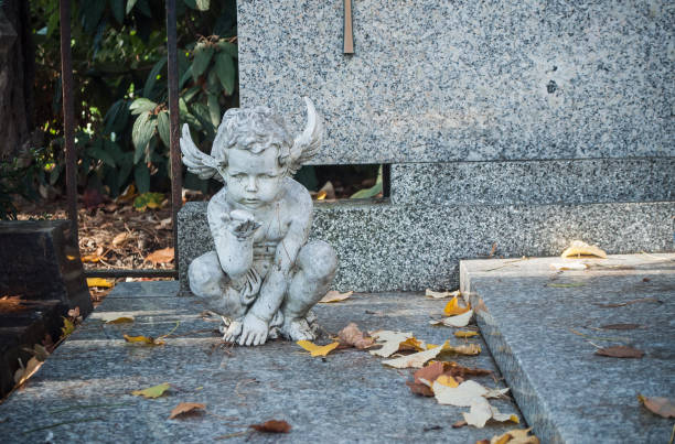 istock white angel in cemetery on a tomb 830975554