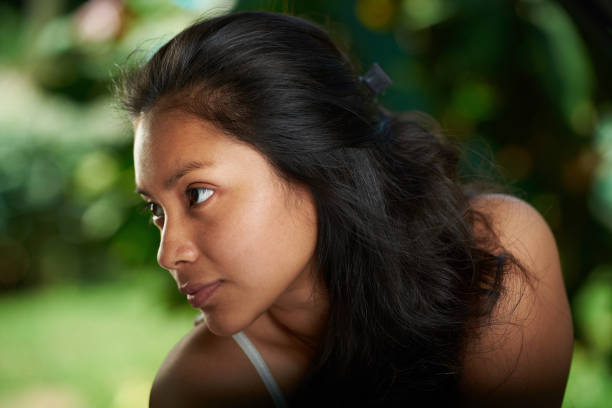 istock Hispanic  girl look on side 830981226