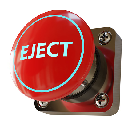 Big red push button with the word \
