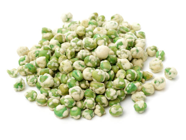 wasabi peas on the white background - japanese mustard imagens e fotografias de stock