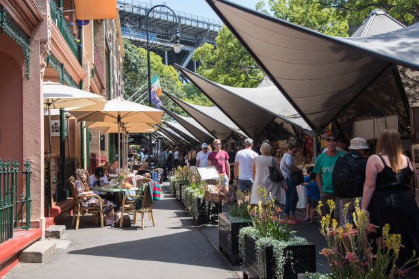 market w: the rocks - sydney australia the rocks city australia zdjęcia i obrazy z banku zdjęć