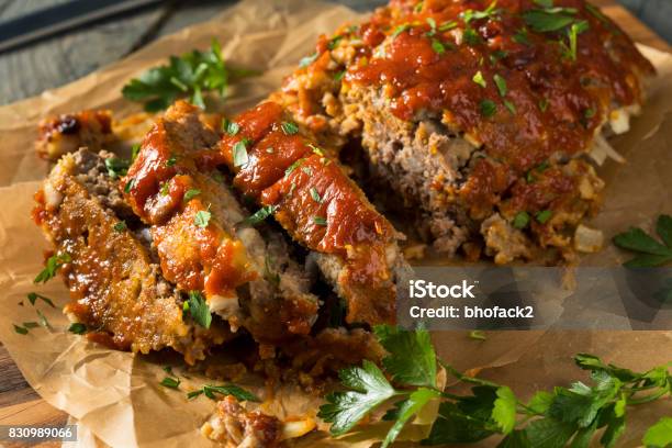 Homemade Savory Spiced Meatloaf Stock Photo - Download Image Now - Meat Loaf - Food, Barbecue - Meal, Dinner