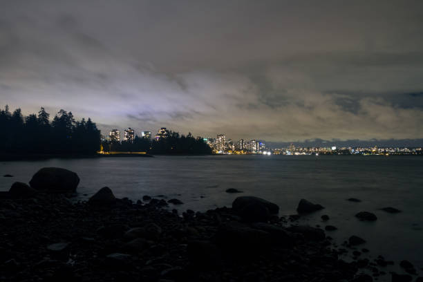 istock Night long exposure city shot with city lights 830991464