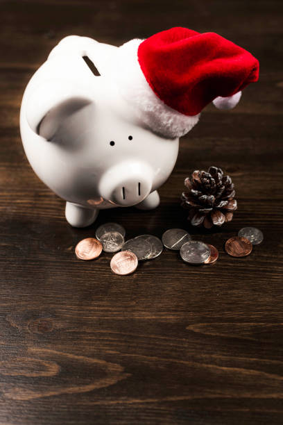istock Saving for Christmas. Piggy bank with Santa hat 831001620