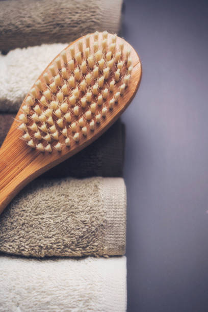 istock Spa accessories. Washcloths with body brush and pumice 831001790