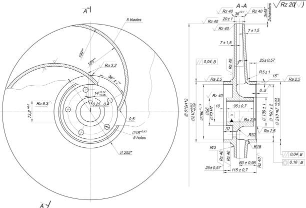 istock Sketch of wheel with blades and radicals 831005586
