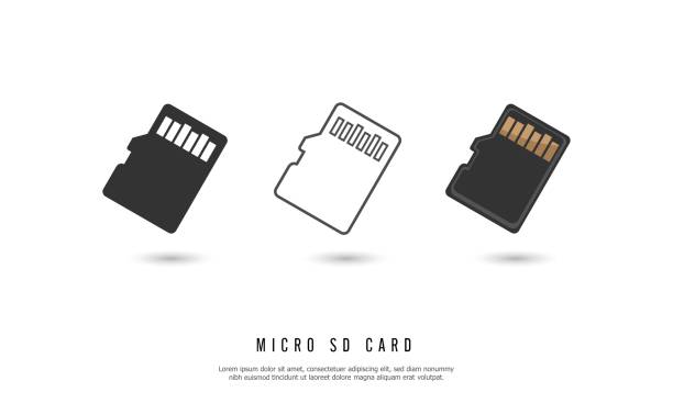 micro sd-karte speichersymbol isoliert auf weißem hintergrund - memory card stock-grafiken, -clipart, -cartoons und -symbole
