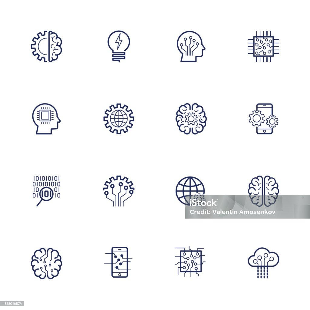 Artificial Intelligence Related Vector Icon AI, robot, chipping, setting. Editable Stroke Artificial Intelligence Related Vector Icon AI, robot, chipping, setting Editable Stroke Computer Language stock vector