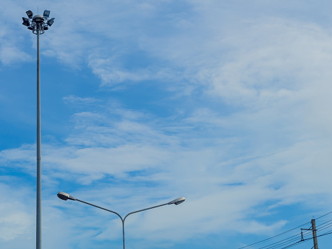 Difference Street lamp with blue sky and cloud background