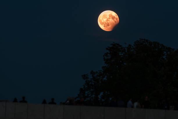 eclissi lunare parziale, 07 agosto 2017, ratisbona, germania - partly foto e immagini stock