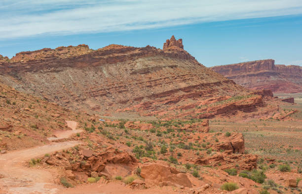 istock Moab winding off-road trail in the orange mountains summer 831026912