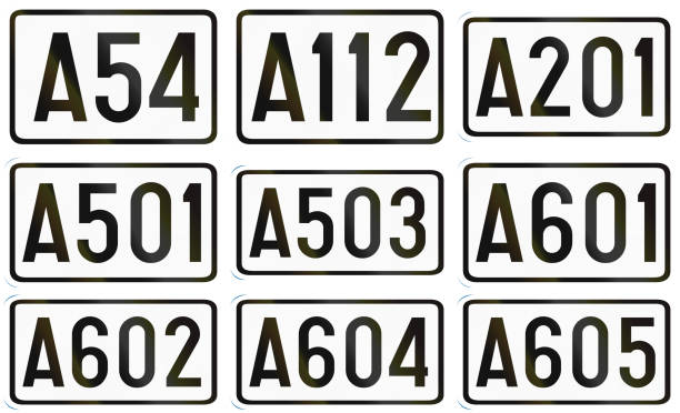 istock Collection of numbered highway shields used in Belgium 831049846