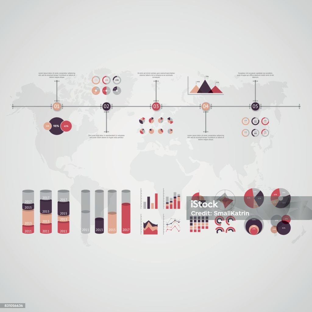 Visual Timeline Map Timeline Timeline Vector Infographic World Map Stock Illustration - Download ...