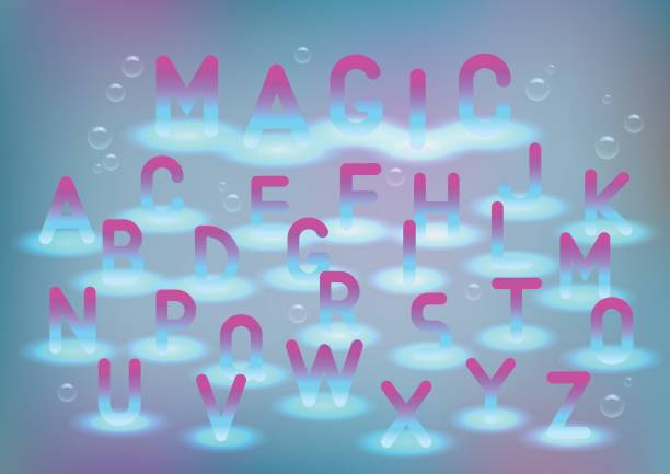 마법의 빛이 함께 벡터 알파벳입니다. - decoration fairy tale alphabet abstract stock illustrations