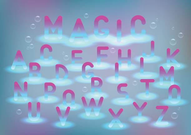 ilustrações de stock, clip art, desenhos animados e ícones de vector alphabet with magic glow. - decoration fairy tale alphabet abstract