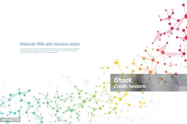 Structure Molecule Dna And Neurons Connected Lines With Dots Genetic And Chemical Compounds Vector Illustration Stock Illustration - Download Image Now