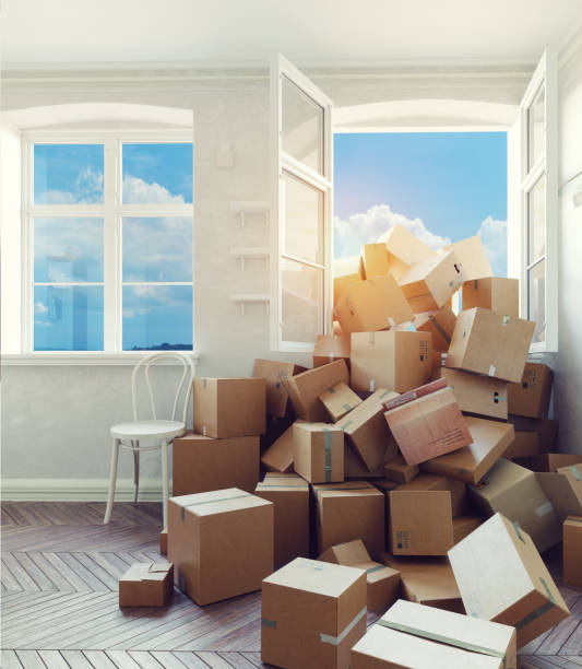 istock card cardboard boxes in the room 831067724