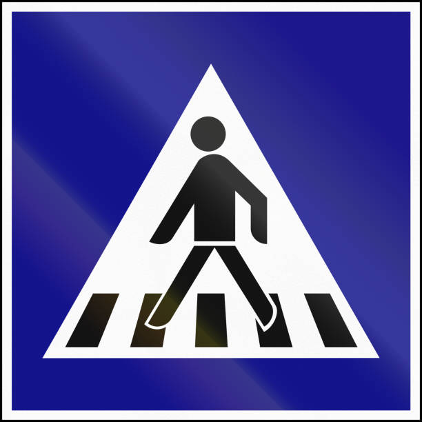 Road Sign Used In Hungary Pedestrian Crossing Stock Illustration