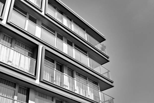 istock Modern, Luxury Apartment Building. Black and white. 831077744