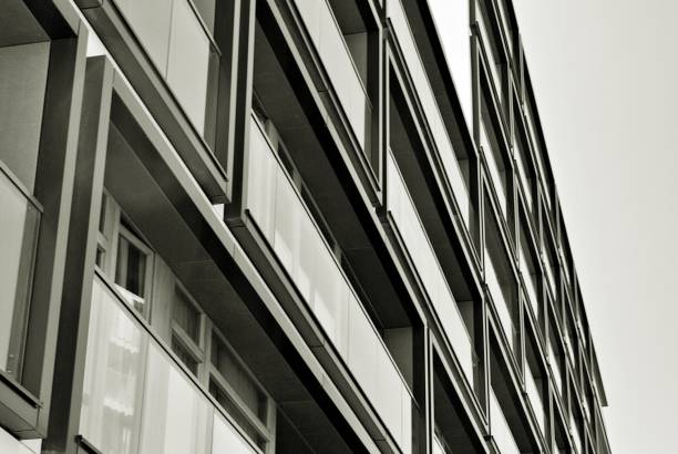 istock Modern, Luxury Apartment Building. Black and white. 831077776