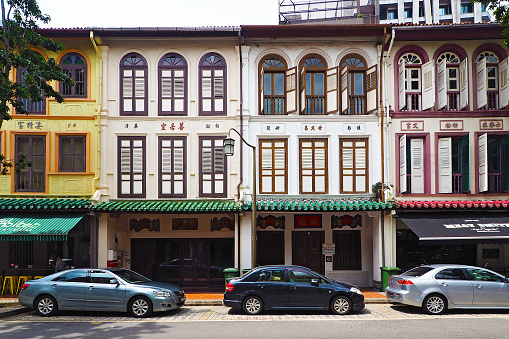 Singapore - JUNE  20 2015: Old historical local house on the Telok Ayer's Street in Singapore