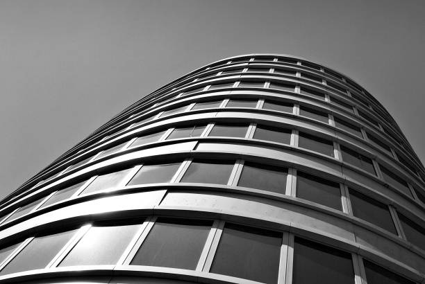 istock Modern glass facade. Black and white. 831081288