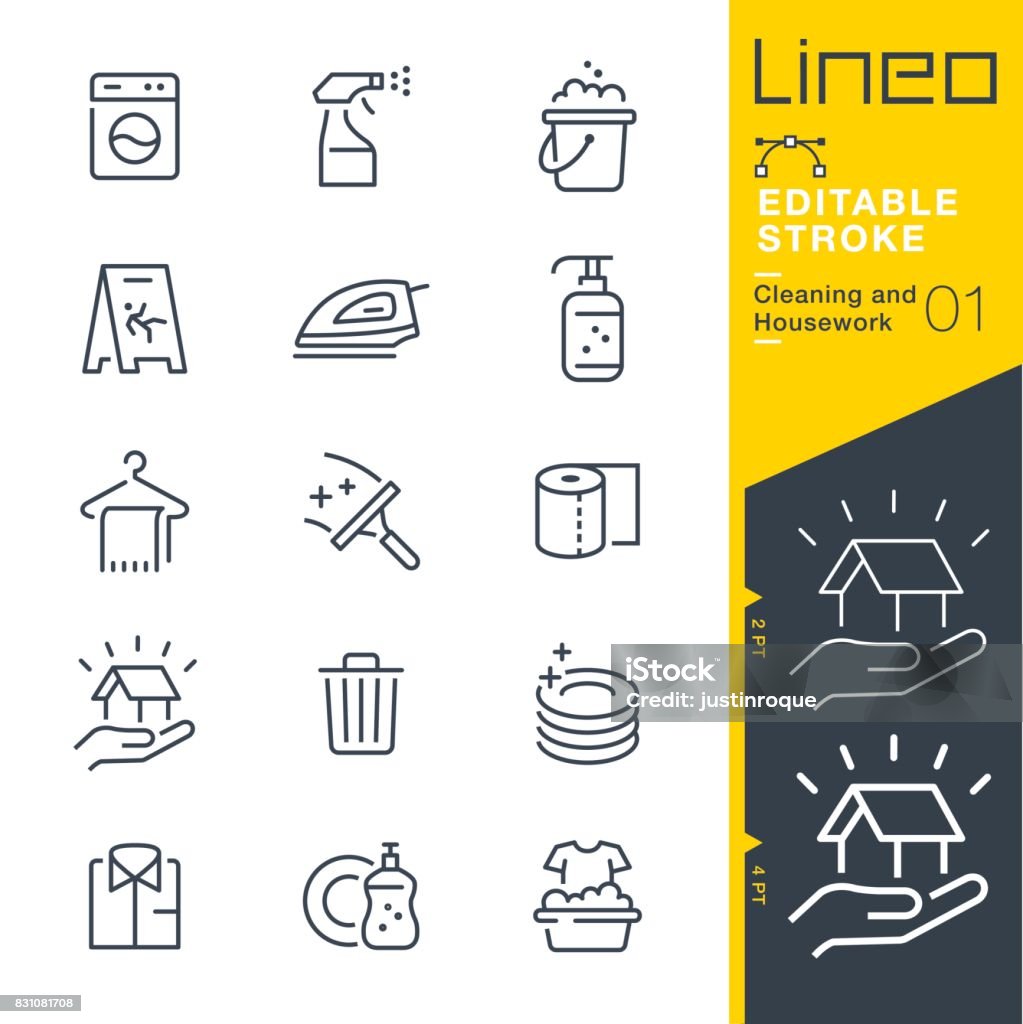 Lineo Editable Stroke - Cleaning and Housework line icons Vector Icons - Adjust stroke weight - Expand to any size - Change to any colour Icon Symbol stock vector