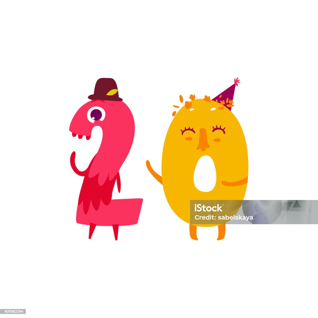 Character Twenty Vector Cute Animallike Character Number Twenty 20 Stock Illustration ...