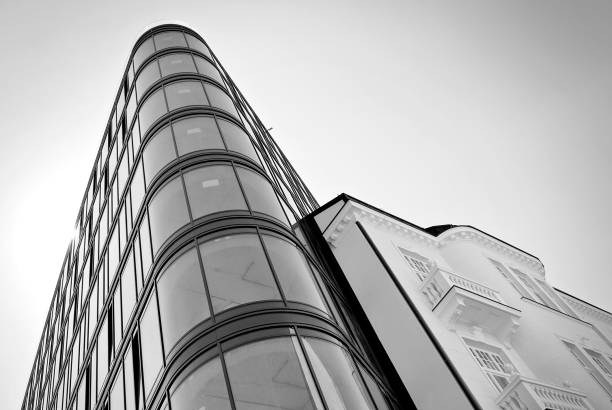 istock Modern glass facade. Black and white. 831082656