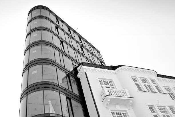 istock Modern glass facade. Black and white. 831082716