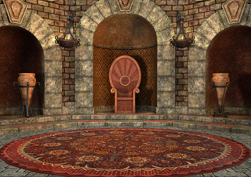 3D rendering of a fairy tale throne room