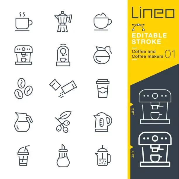 Vector illustration of Lineo Editable Stroke - Coffee line icons