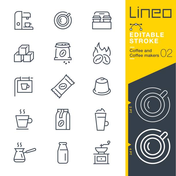 Lineo Editable Stroke - Coffee line icons Vector Icons - Adjust stroke weight - Expand to any size - Change to any colour cezve stock illustrations