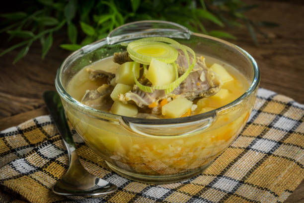 istock Soup with barley and chicken gizzards. 831093518