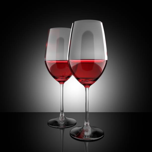 istock Red wine glass set 3D illustration 831106618