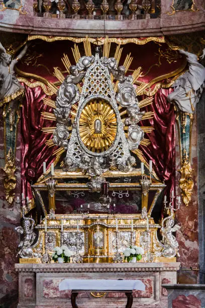 Detail of the baroque Asamkirche church altar, Munich, Bavaria, Germany.