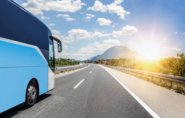 istock Bus rushes along the asphalt high-speed highway 831117340