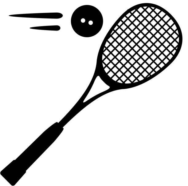 squash-sport-ikone-illustration - squash racket stock-grafiken, -clipart, -cartoons und -symbole