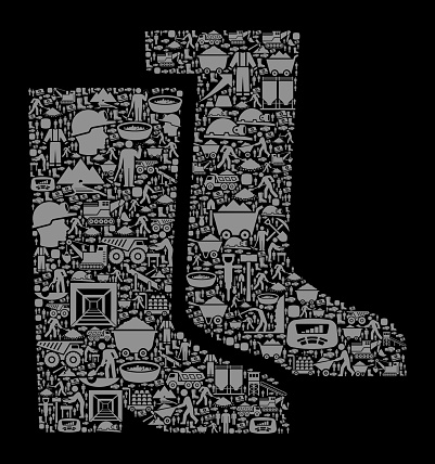 istock Big Boots Mining Industry Vector Icon Background 831122178