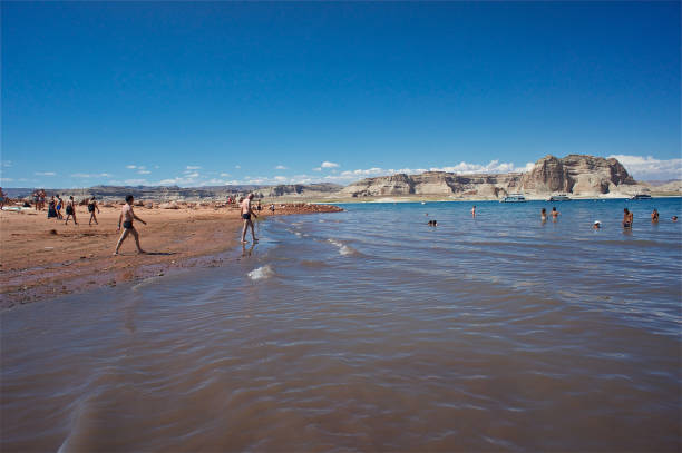 Lake Powell relaxation Lake Powell, Arizona, USA - August 9, 2013: People were enjoying summer time in the Lake Powell area. page arizona stock pictures, royalty-free photos & images