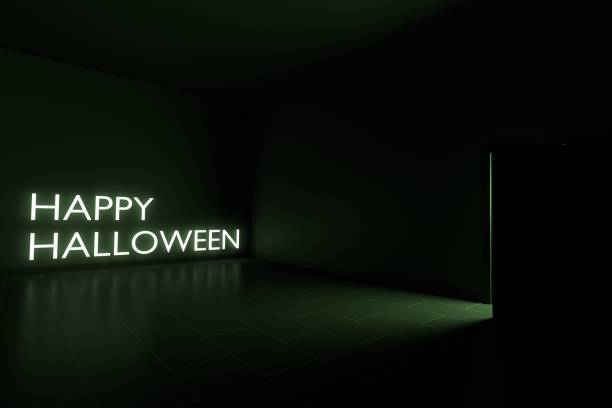 istock Happy Halloween in Dark Room 3D Render 831131348