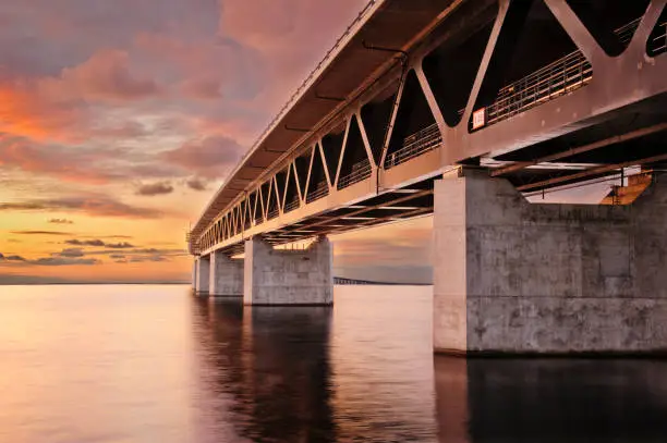 Bron över Öresund som förbinder Malmö med Köpenhamn