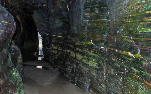 Photo of Cave Interior in the Playa de las Catedrales in Galicia - Interior of Cueva on the Beach of the Cathedrals in Galicia